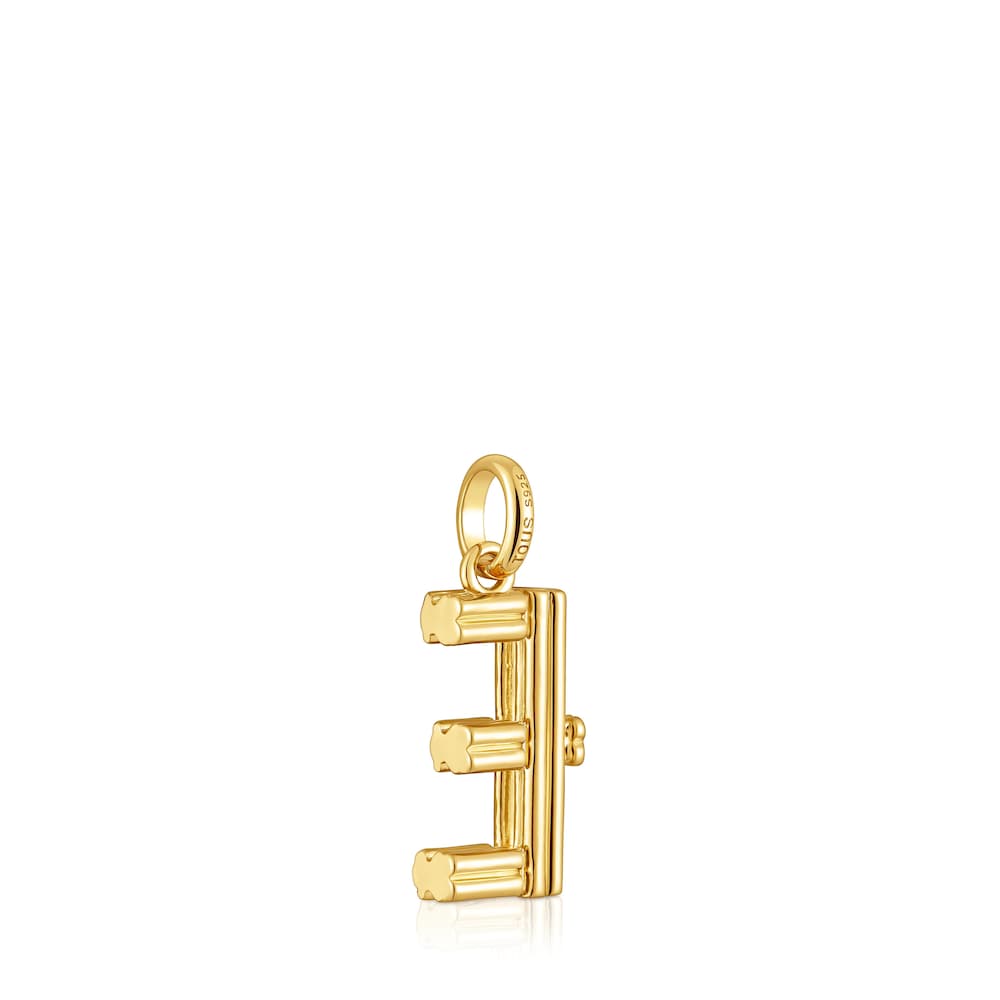 Medium 18kt gold plating over silver letter E Pendant   Alphabet |
