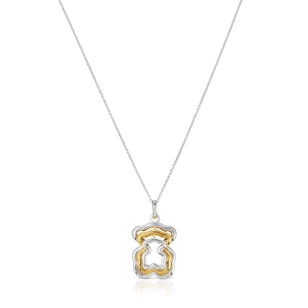 Triple two-tone Bickie bear necklace
