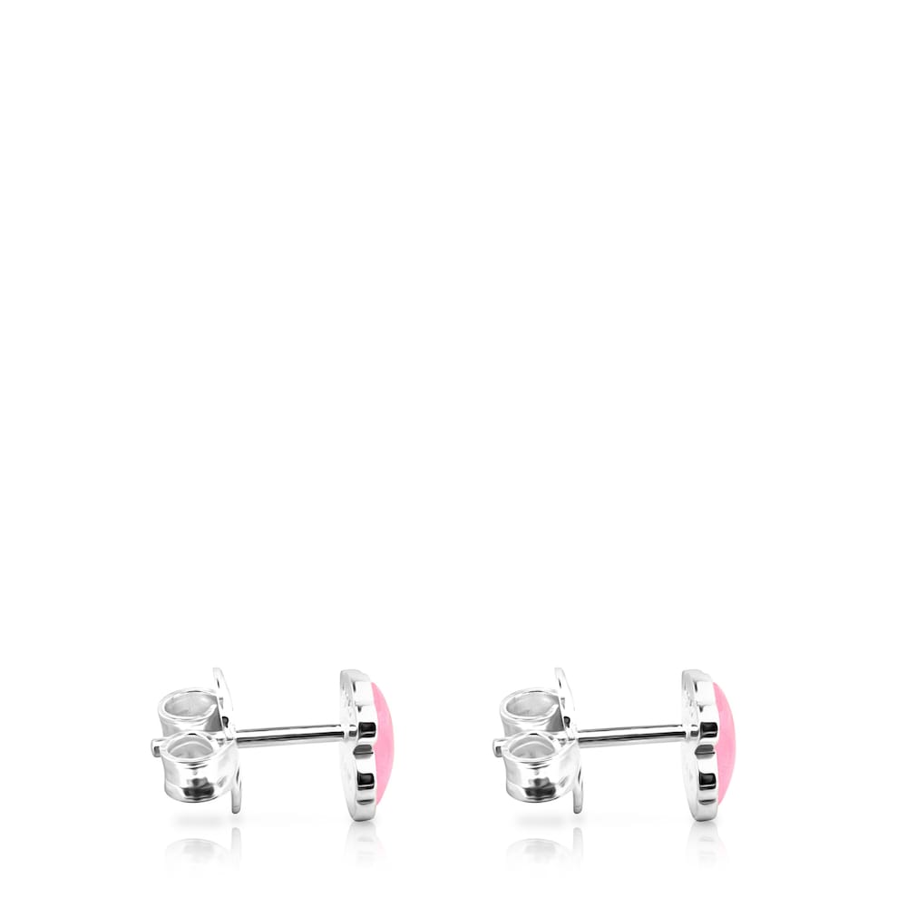 Silver   Color Earrings with rose Quartz |