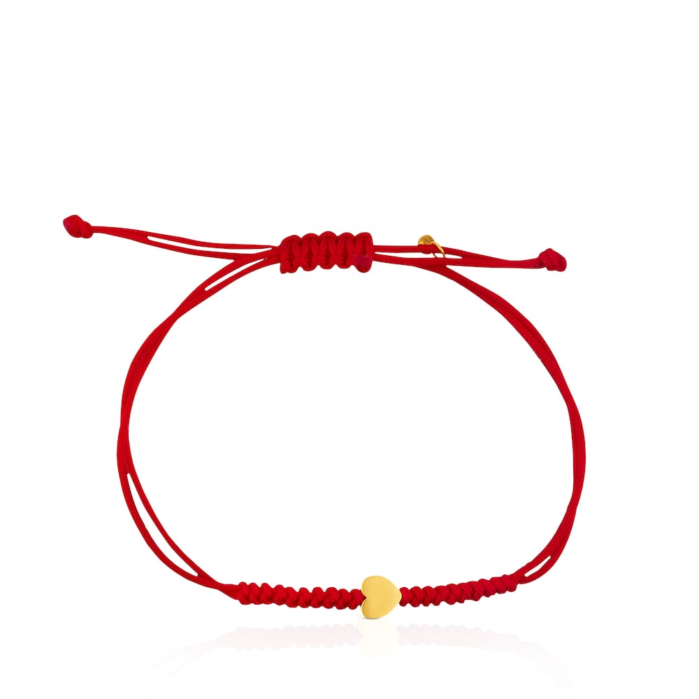 Pulsera Corazón de Muñecas Dulces XXS Cordón Rojo y Oro