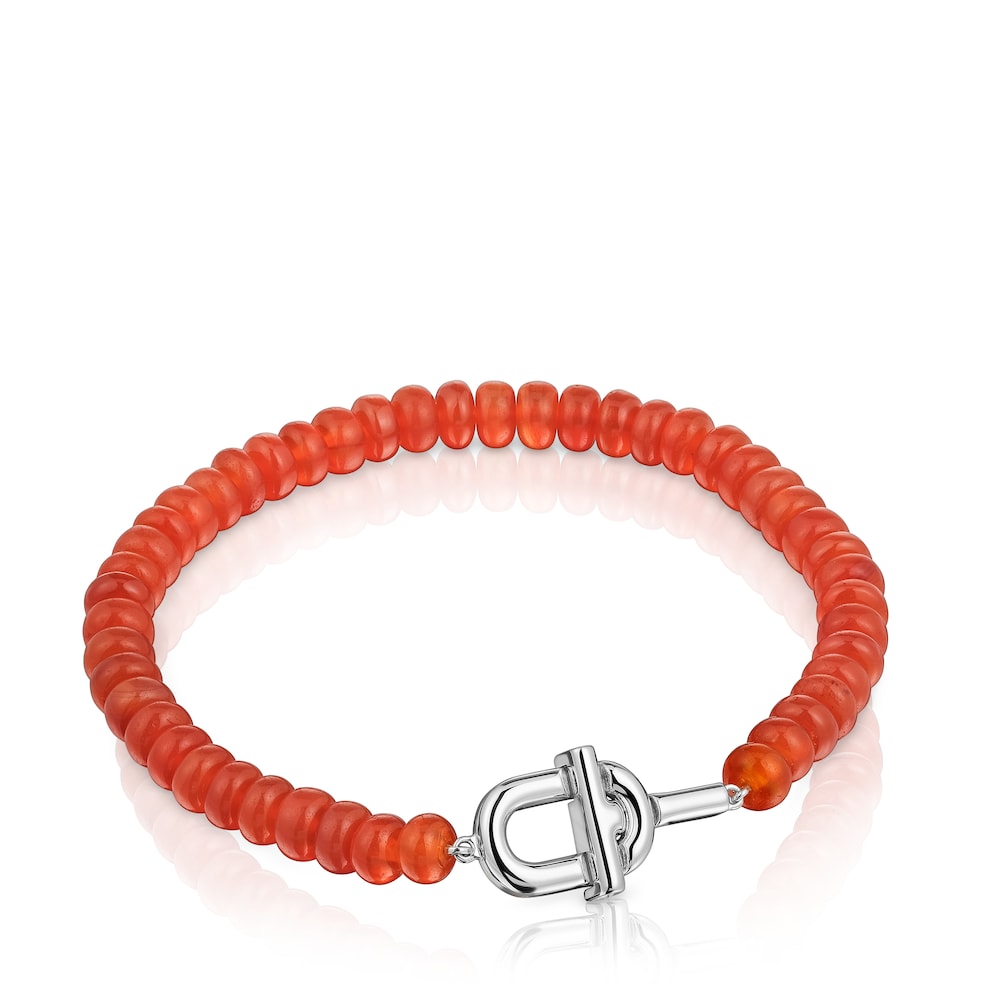 Pulsera de plata con calcedonia naranja tratada MANIFESTO