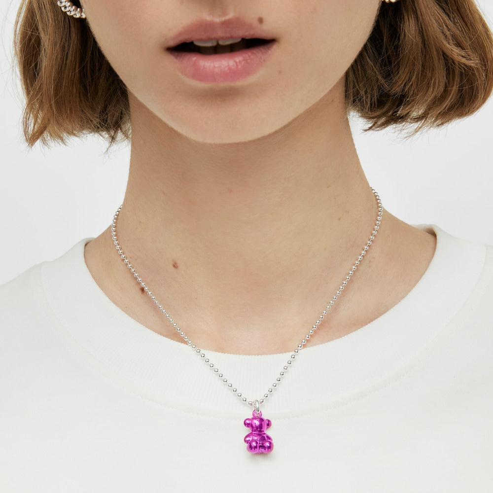 Bold Bear pink steel bear Pendant |