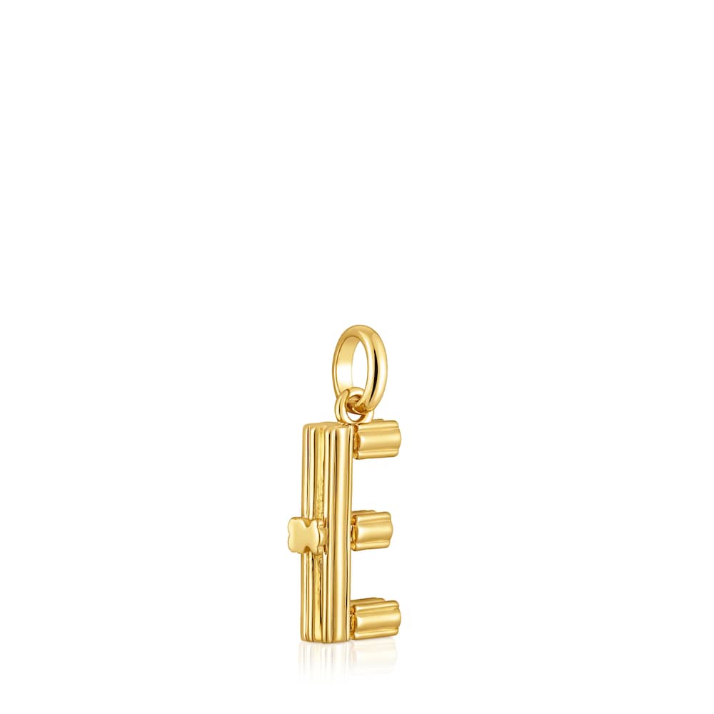 Medium 18kt gold plating over silver letter E Pendant   Alphabet |