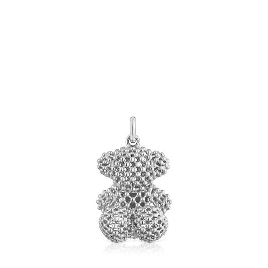 Medium texturized white gold bear Pendant Bold Bear