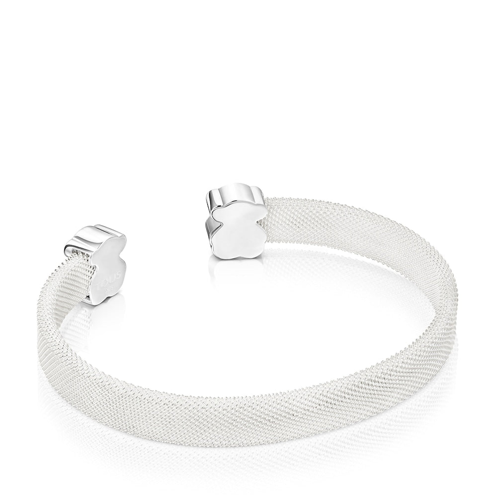 Pulsera de malla plateada con amatista