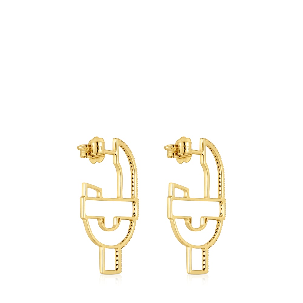 Gold silhouette Hoop earrings with spinels   MANIFESTO |