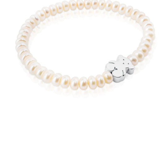 Sweet Dolls bear Bracelet with pearls and Silver Bear motif |