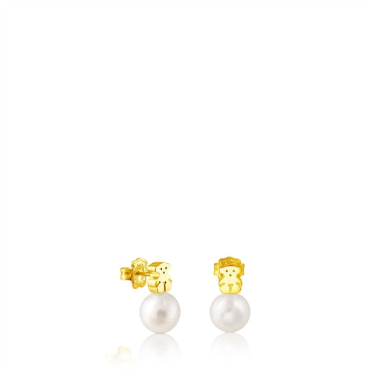 Gold Sweet Dolls Earrings with pearls Bear motif |