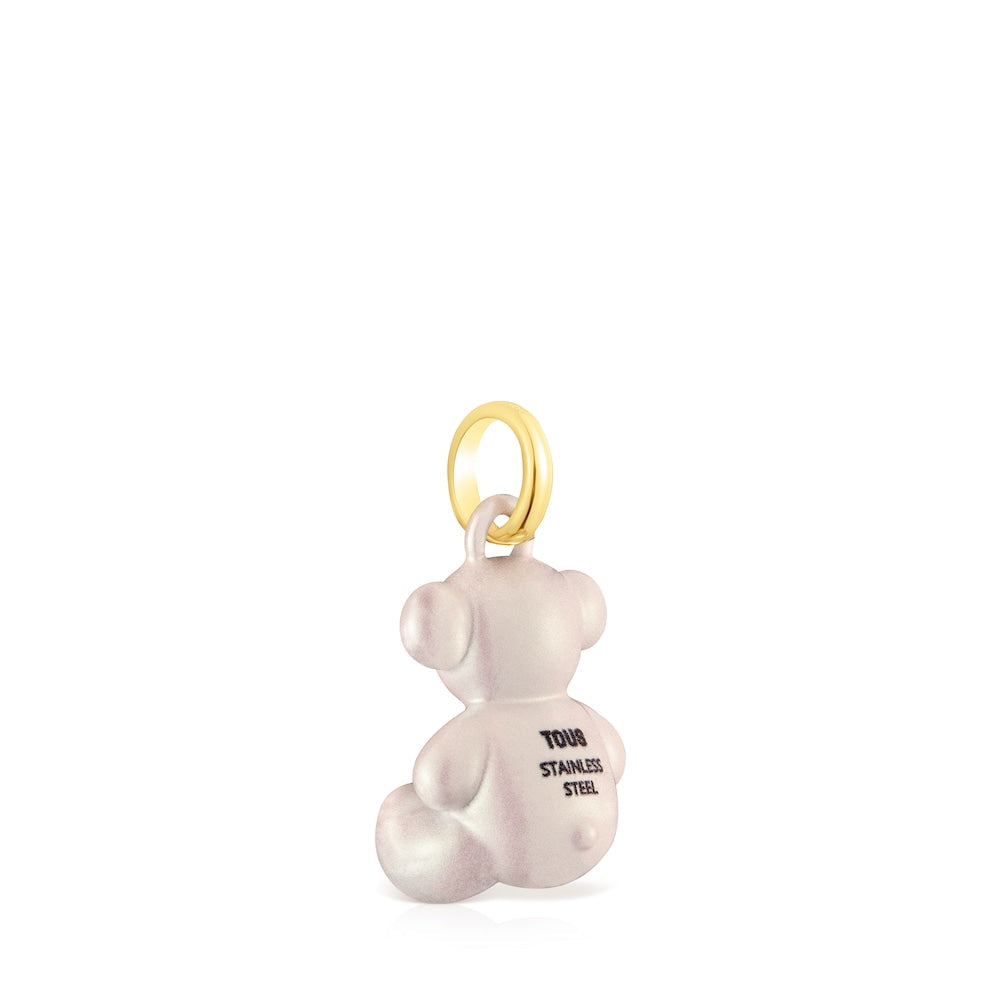 Bold Bear white steel bear Pendant
