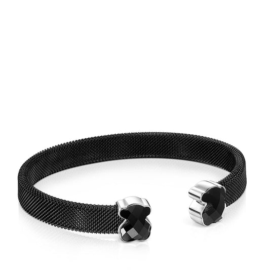 Pulsera de malla de acero con IP negro y ónix