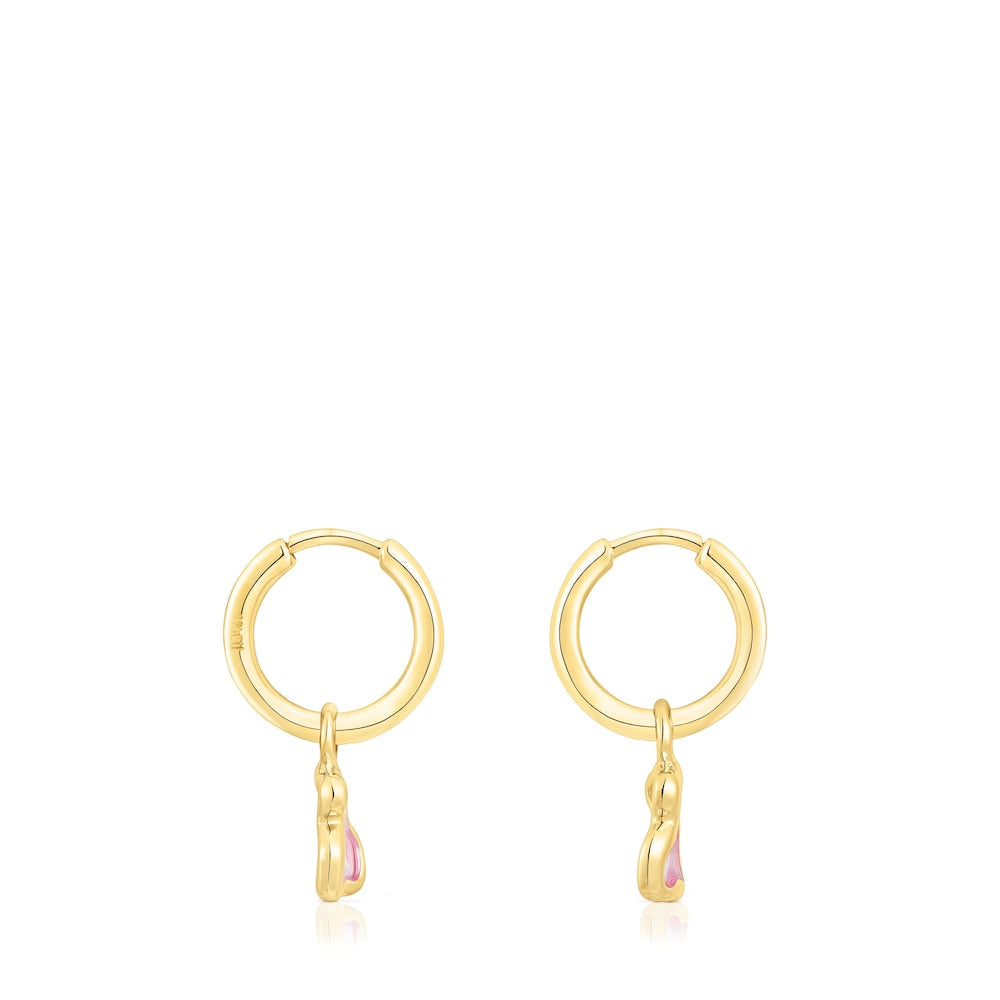 Silver vermeil Gregal pink bear hoop earrings |