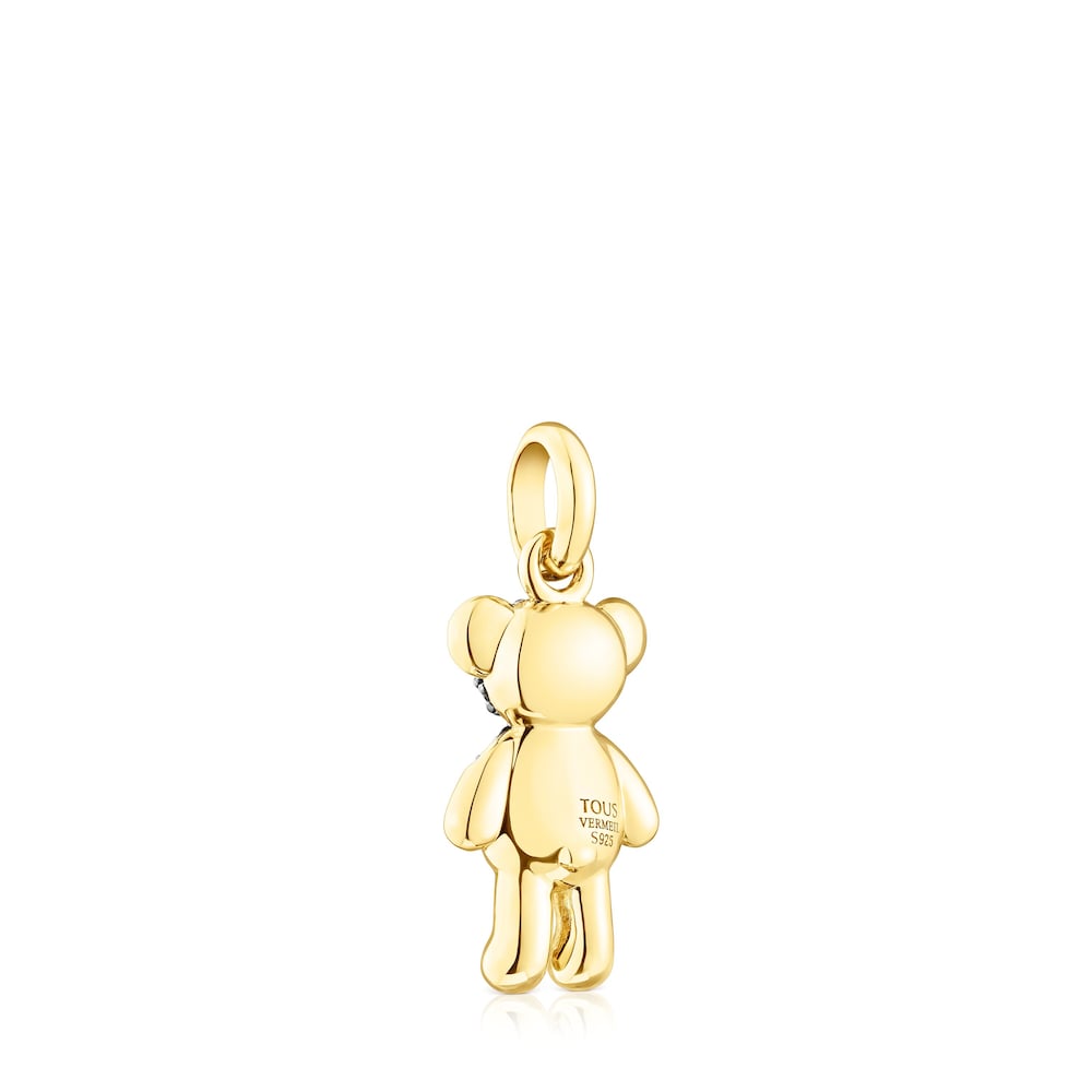 Silver vermeil  Teddy Bear Splash Pendant with iolite