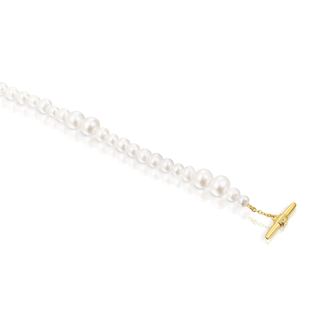Pulsera con colgante de perla cultivada y vermeil de plata |