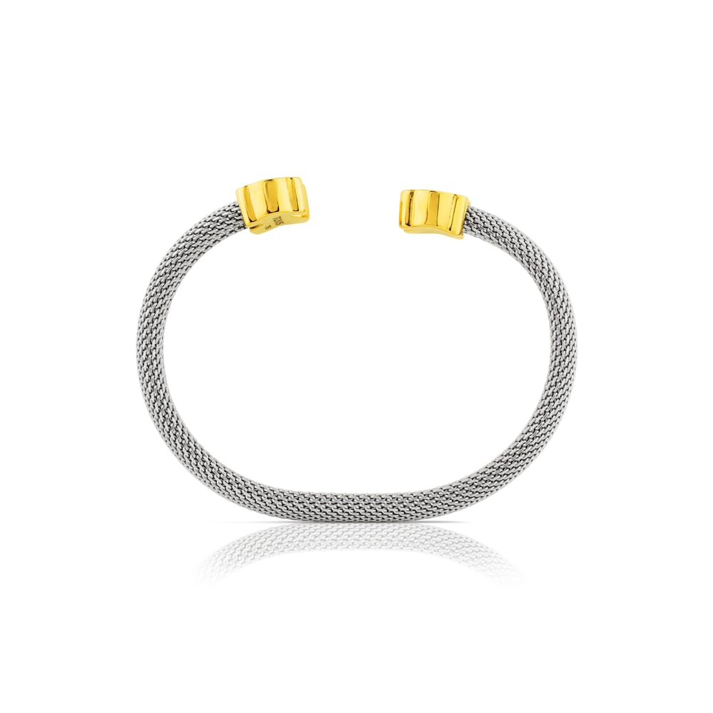 Brazalete de malla de acero y oro