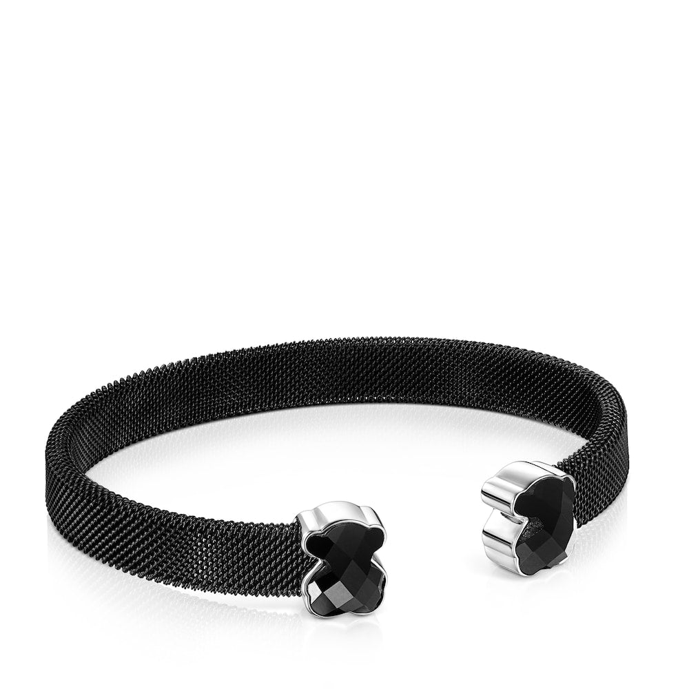 Pulsera de malla de acero con IP negro y ónix