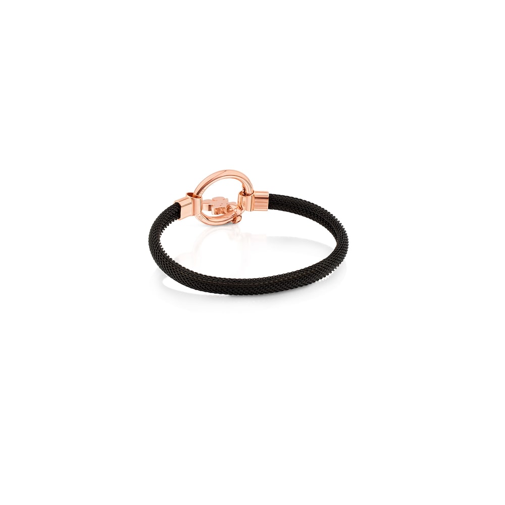 Medium Rose Vermeil Silver and black IP Steel  Hold Bracelet