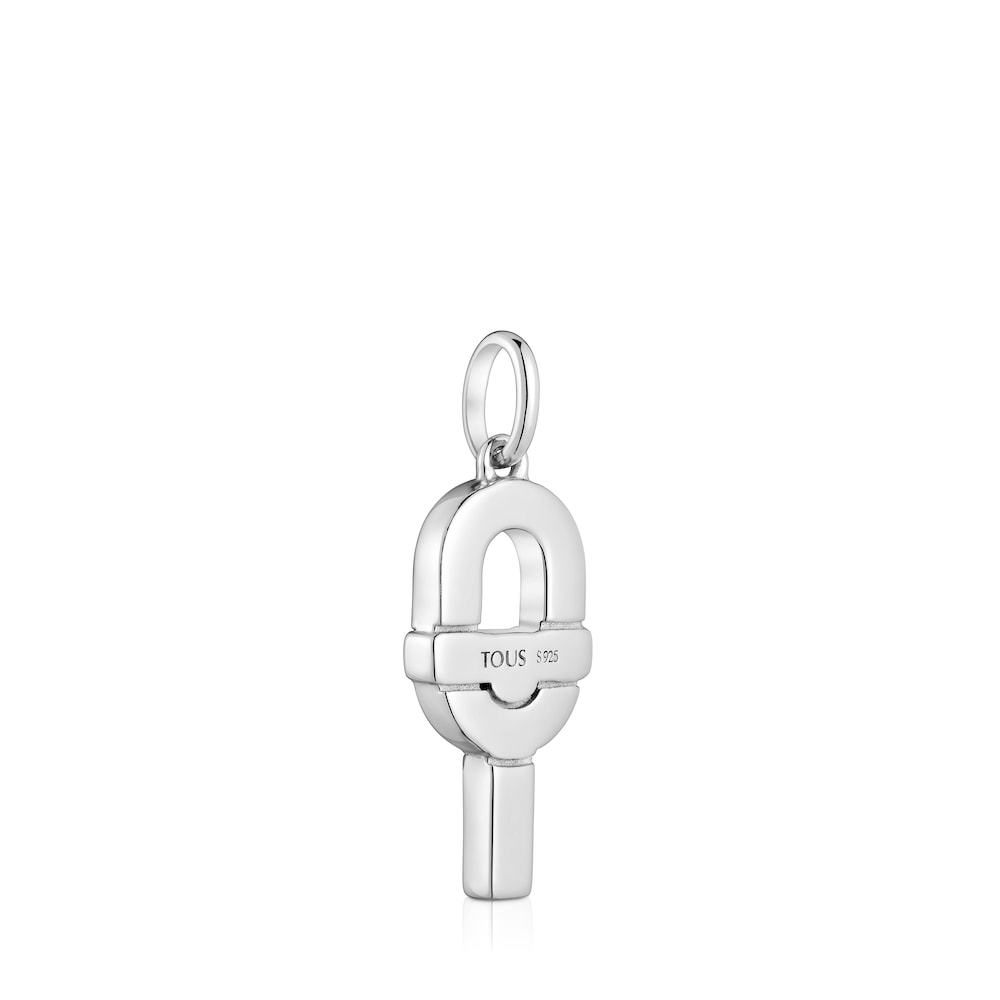 Medium silver and black enamel Pendant MANIFESTO