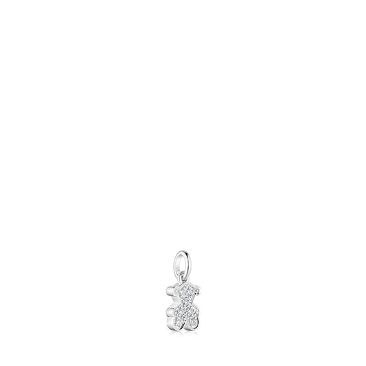 8 mm white gold bear pendant with diamonds Icon Gems