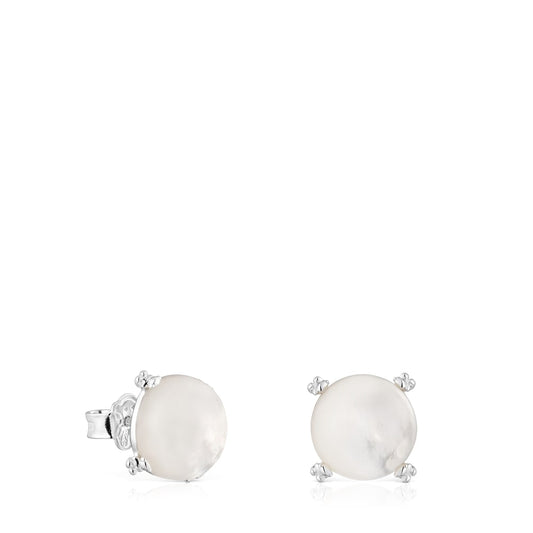 Silver Color Pills Earrings with mother-of-pearl |