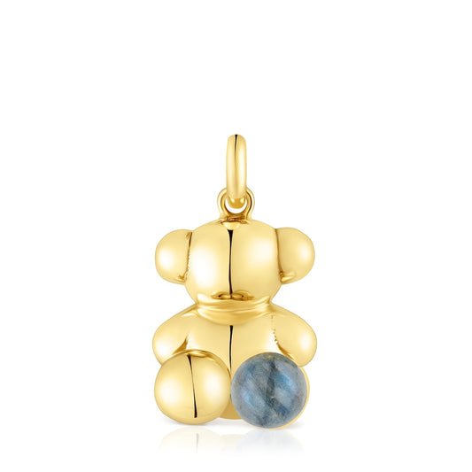 Large silver vermeil Bold Bear pendant with labradorite