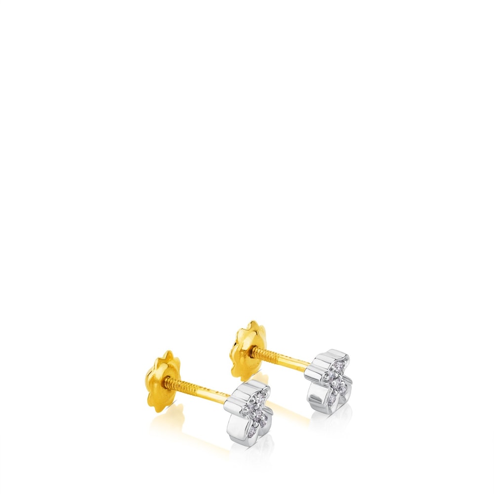 White gold Puppies earrings  bear motif