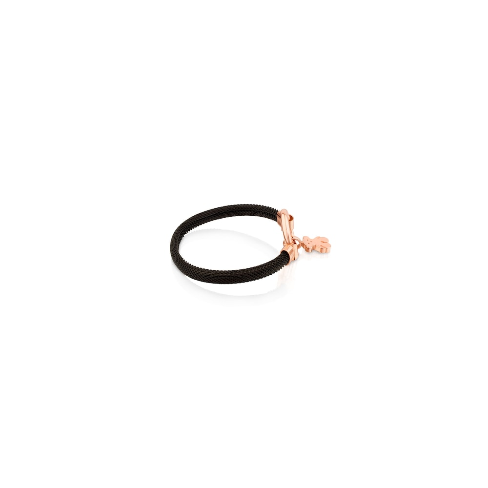 Medium Rose Vermeil Silver and black IP Steel  Hold Bracelet