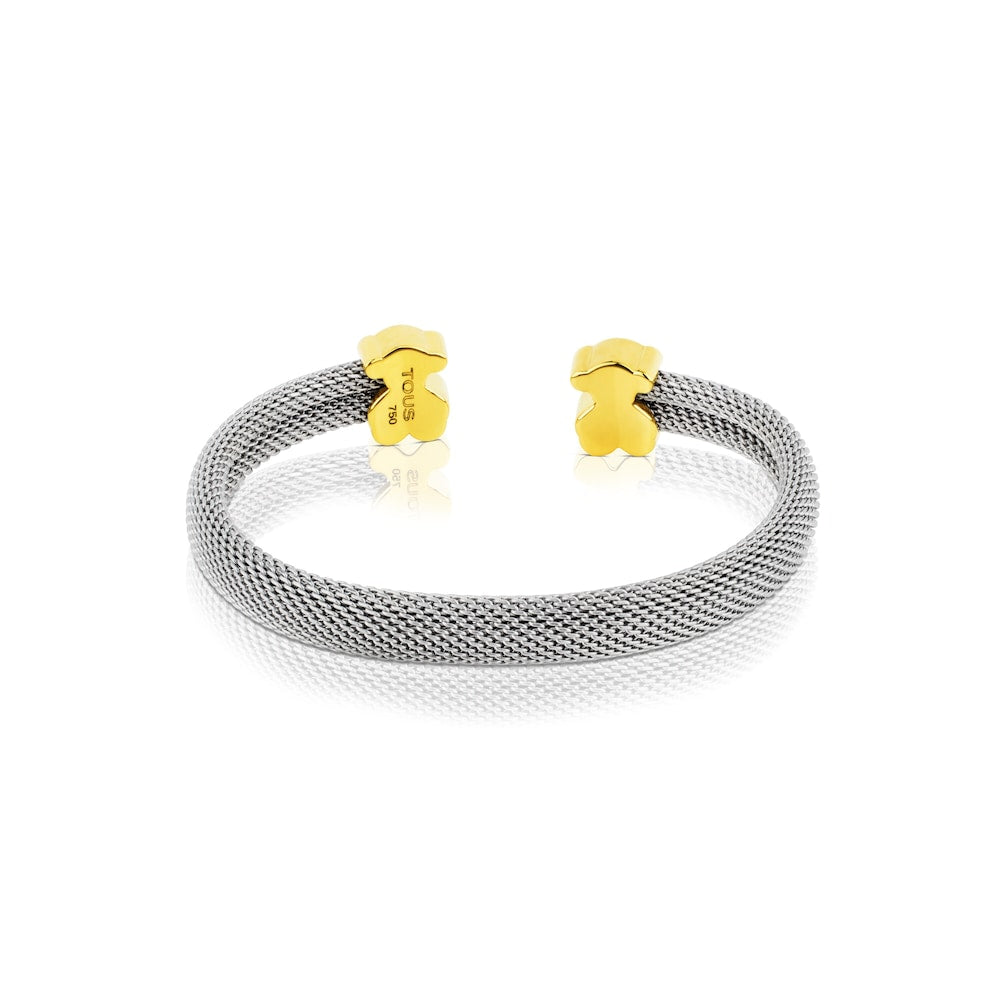Brazalete de malla de acero y oro