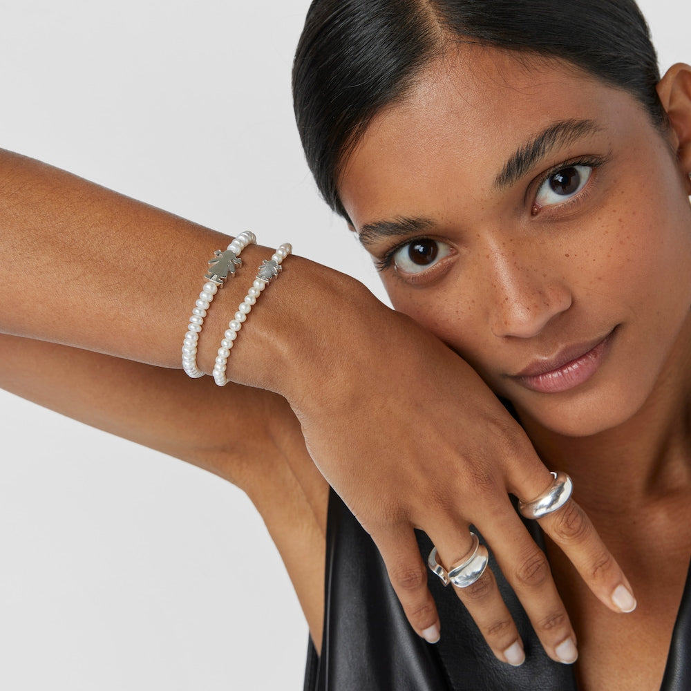 Pulsera de perlas dulces para niña con plata |