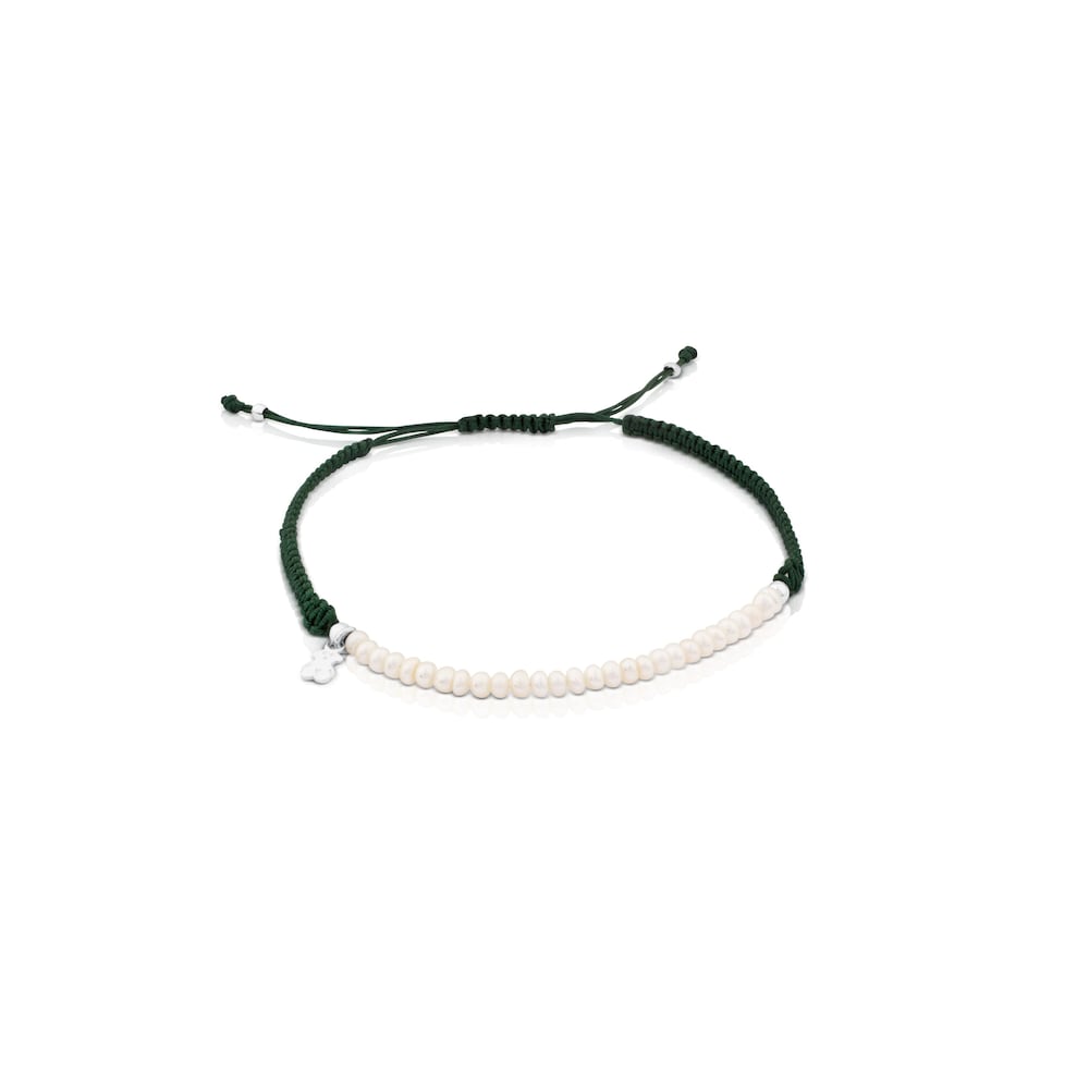 Pulsera plateada con perlas