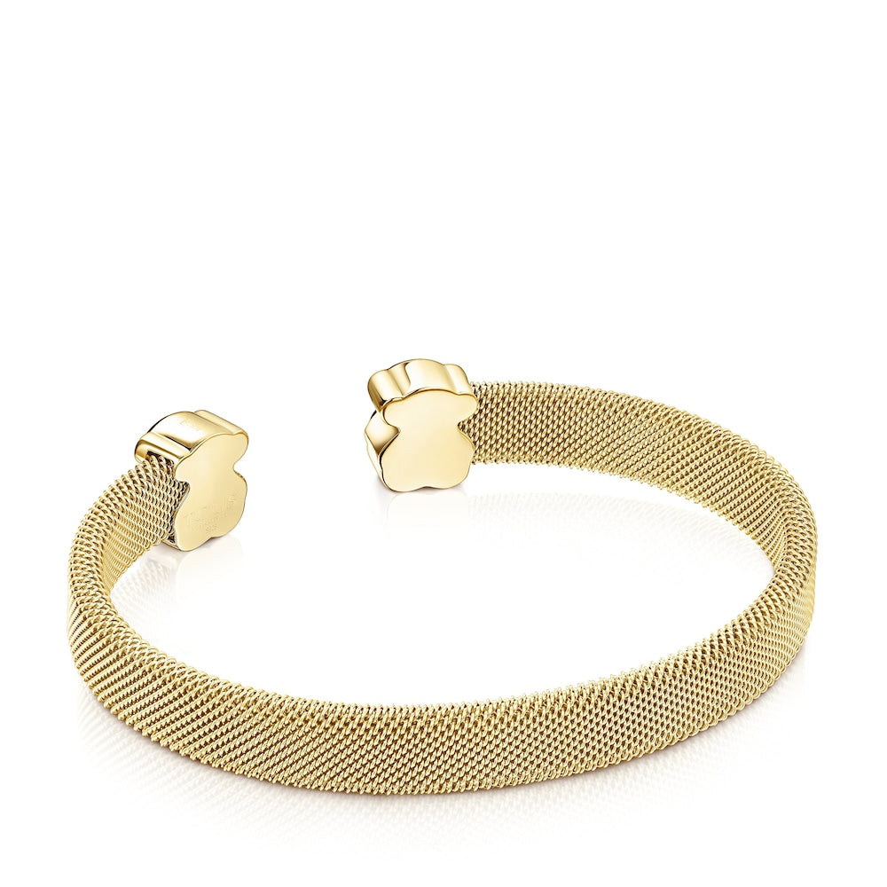 Gold-colored IP Steel Mesh Color Bracelet with Malachite