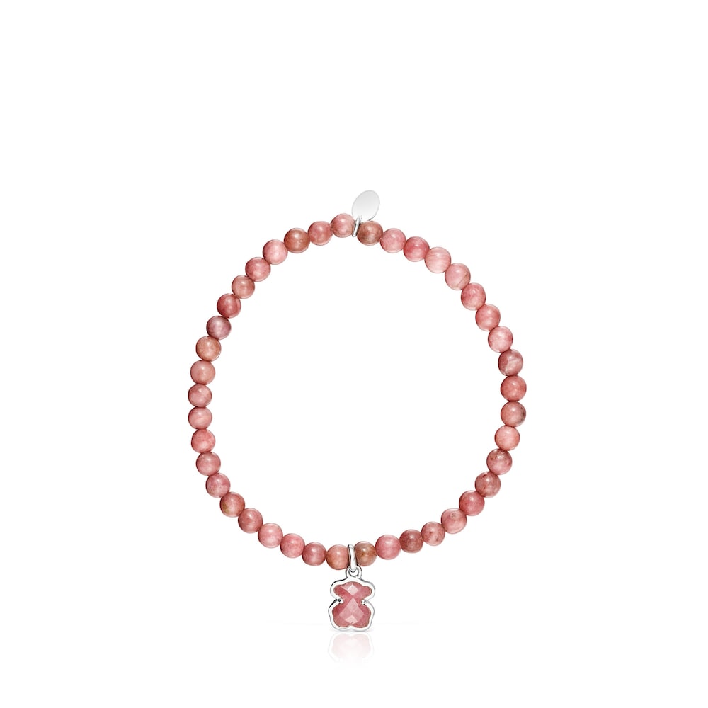 Pulsera de icono de rodonita y plata |