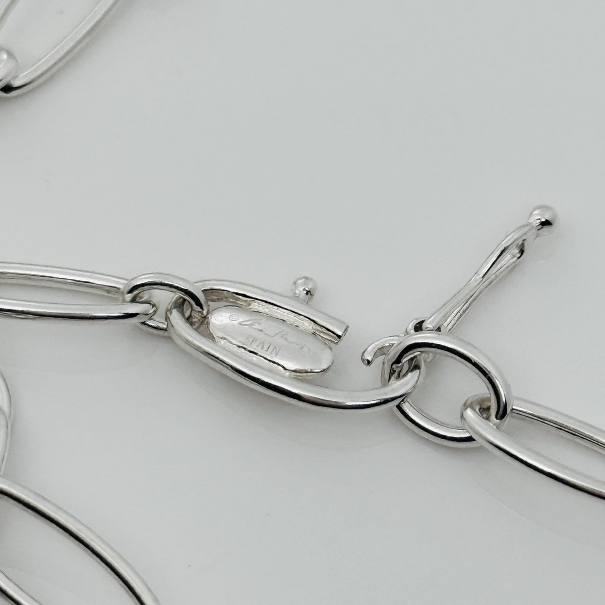 16" Tiffany Elsa Peretti Open Heart Pendant Necklace Oval Link Silver