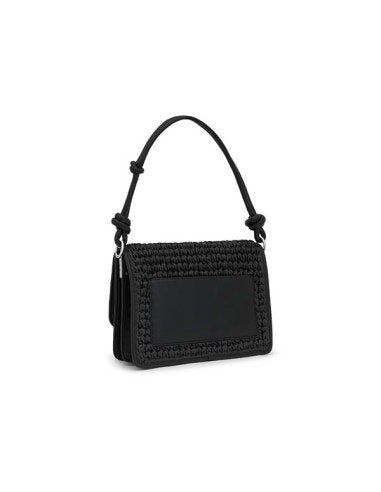 Bolso de hombro Audree Rafia negro mediano