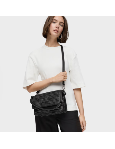 Bolso de hombro Audree Rafia negro mediano