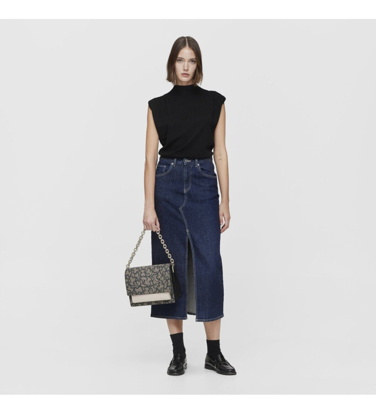 Bolso de hombro gris M. Audree Chain K Icon