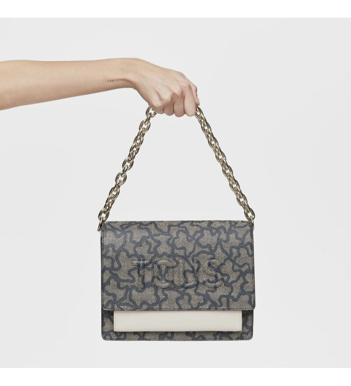 Bolso de hombro gris M. Audree Chain K Icon