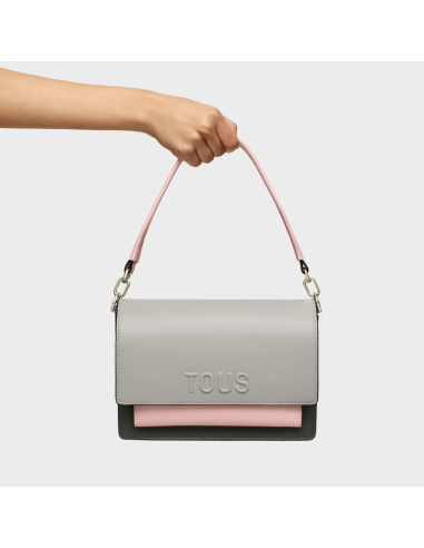Medium grey and pink Audree Saffiano messenger bag