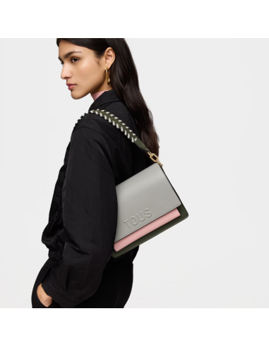 Medium grey and pink Audree Saffiano messenger bag