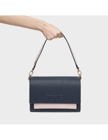 Medium blue and pink Audree Saffiano messenger bag