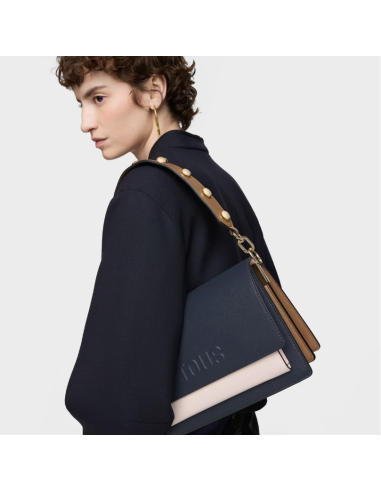 Medium blue and pink Audree Saffiano messenger bag